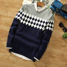 Новинка, Брендовые мужские свитера, модный стиль, Осень-зима, пэчворк, вязаный качественный пуловер, Мужской Повседневный свитер XXL