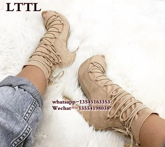 Женские замшевые ботильоны на шнуровке привлекательные черные или зеленые