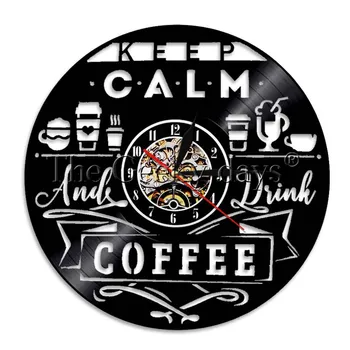 

1Piece Coffee Designs Vinyl Record Clock Cafe Wall Decor Wall Clock Barista Art Cafe Decoration Coffee Lover Gift