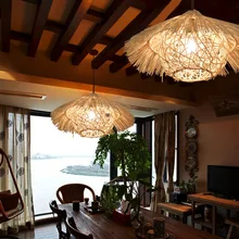 Винтаж бамбука Ретро подвесные светильники, светодиодный E27 разъем Ресторан подвесной светильник