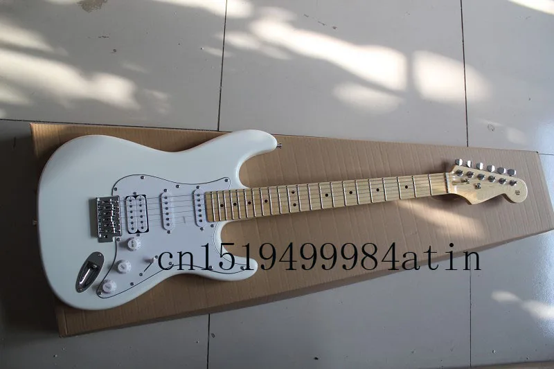 

Wholesale White ST signature style maple fingerboard stratocaster electric guitar free shipping