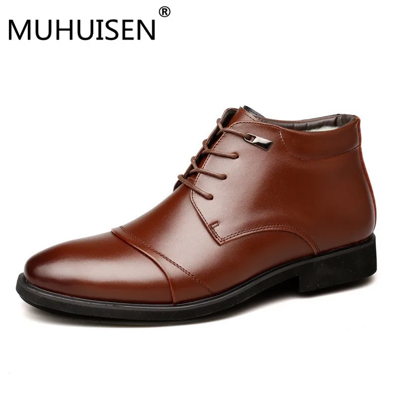 

New 2018 british style casual men autumn ankle boots heels fashion pointed toe Martin Boots Men Leather Boots Shoes men