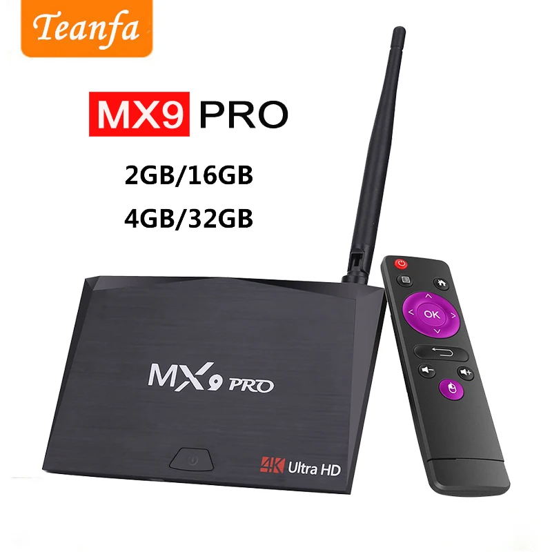 MX9 Pro 4 ГБ Оперативная память 32 Встроенная Android 7 1 ТВ коробка RK3328 ядра 2 г/5 г Wi Fi Bluetooth