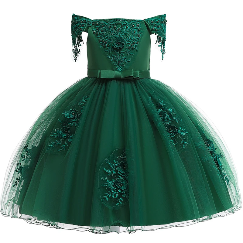 

Girl One-Shoulder Tutu Dress Children Clothing Girls Wedding Floral Birthday Princess Party Dress Kids Baby Flower Dress