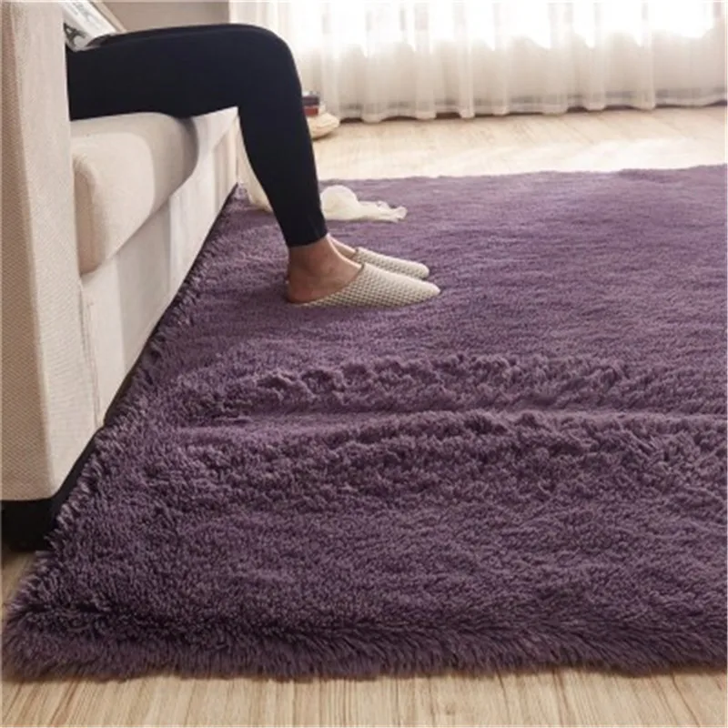 

European modern long hair non-slip silk carpet non-slip blanket living room coffee table mat bedroom rugs bedside blanket