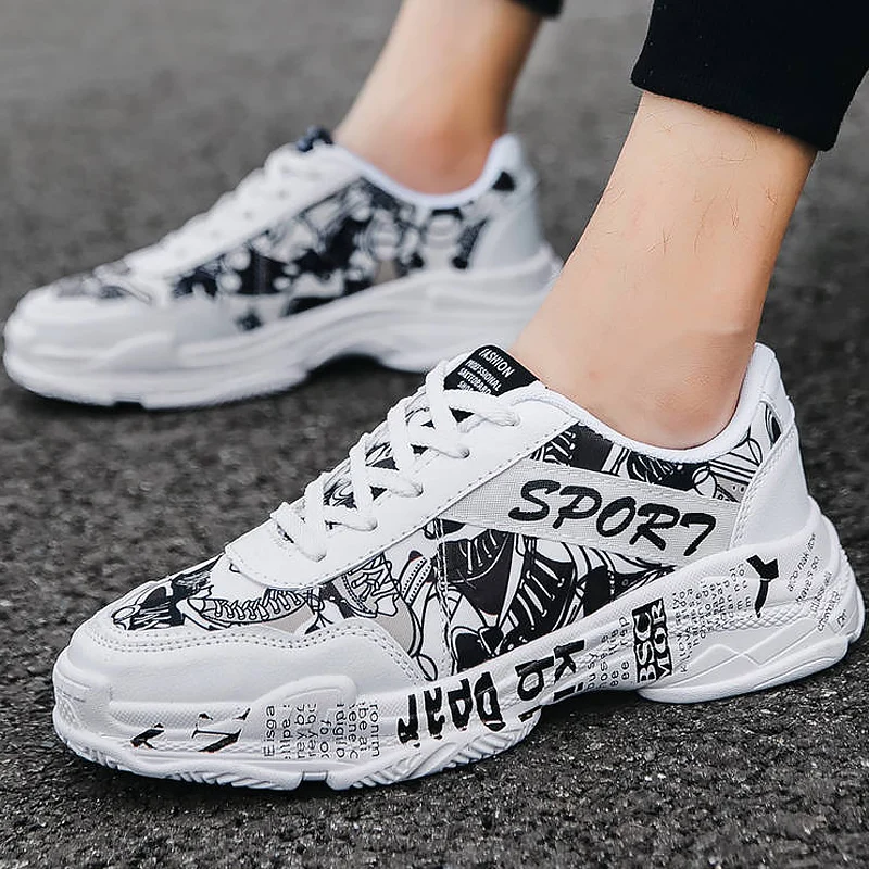 

Vulcanized shoes man sneakers Increase chunky sneakers Graffiti boys sports shoes 2019 superstar luxury brand male sneakers