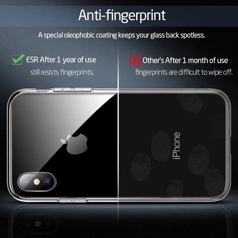 Чехол ESR для iPhone X/XS/XR/XS Max чехол с защитой от царапин из закаленного стекла задняя крышка с мягким силиконовым Бампером для Apple iPhone Coque