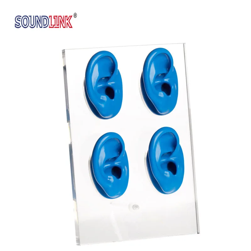 

Acrylic Display with 4 Silicon Ears for Displaying Hearing Aids Earmolds Jewelry Clear Acrylic