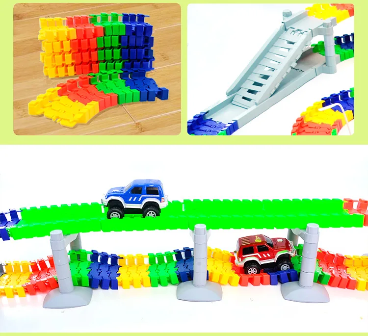 240 шт. гоночная трасса+ 2 шт. автомобильный чудесный пандус гоночная трасса изгиб Flex гоночный трек Набор DIY трек Развивающие игрушки для детей мальчиков