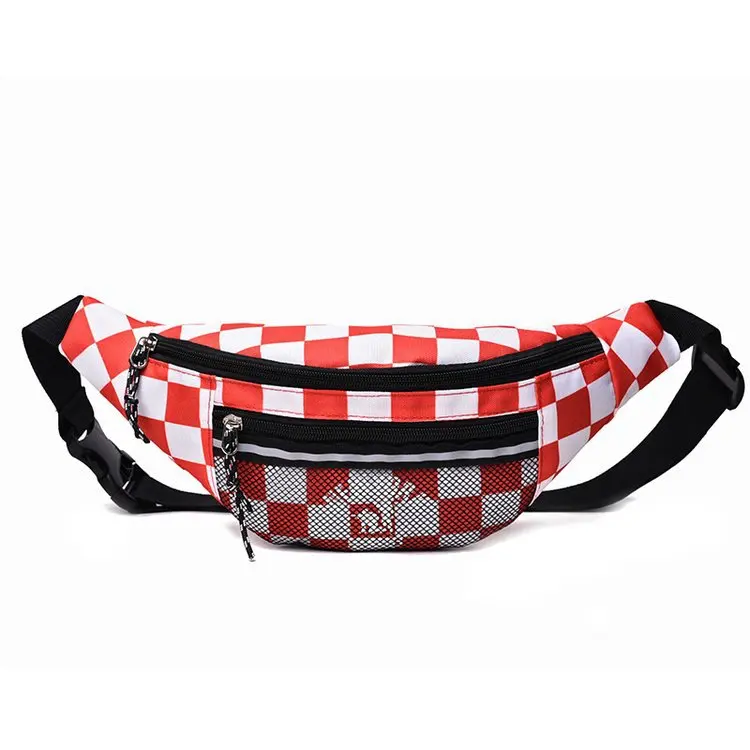 

Neutral Outdoor Zipper Canvas Messenger Bag Sport Chest Bag Waist Bag teenage girls Red plaid Fanny Pack Women's shoulder bag