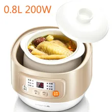 22%,Ceramics Slow Cooker Water Stew Pot 0.8L 200W Smart Reservation+Timing Electric Slow Cooker Automatic Insulation Anti-dry