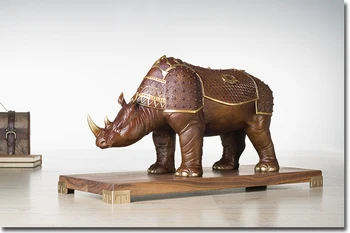 

Large- Unique # TOP COOL ART business enterprise ever-victorious Warrior Rhinoceros bull Brass statue efficacious Talisman