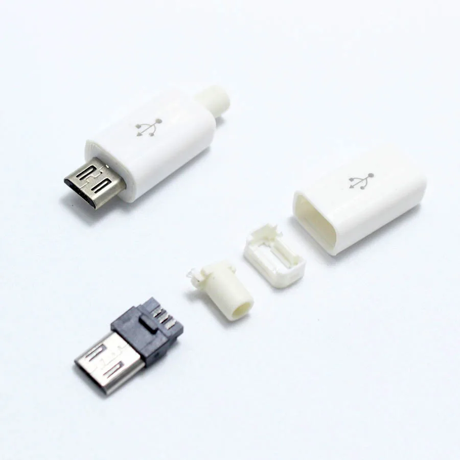 10 компл. Micro USB 5PIN сварочный Тип штекерные разъемы зарядное устройство 5P USB хвост разъем для зарядки 4 в 1 белый черный