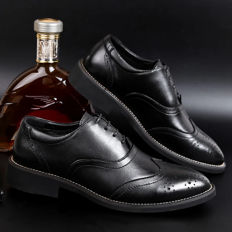 elegant shoes men genuine leather italian designer business dress male footwear luxury brand classic brogue oxford shoes for men (8)