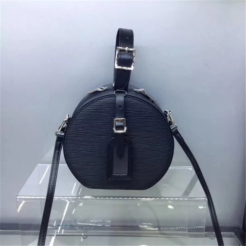 Real leather bucket bag genuine leather box bag vintage makeup handbag circular crossbody bag shoulder Messenger day clutch bag Real leather bucket bag genuine leather box bag vintage makeup handbag circular crossbody bag shoulder Messenger day clutch bag