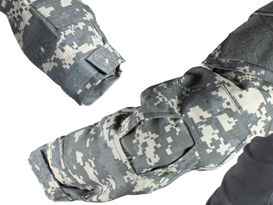 CQC в стиле милитари прочные рубашка Gen2 Camo с длинным рукавом Для мужчин ACU Охота Пейнтбол Airsoft BDU боевые футболка с Налокотники