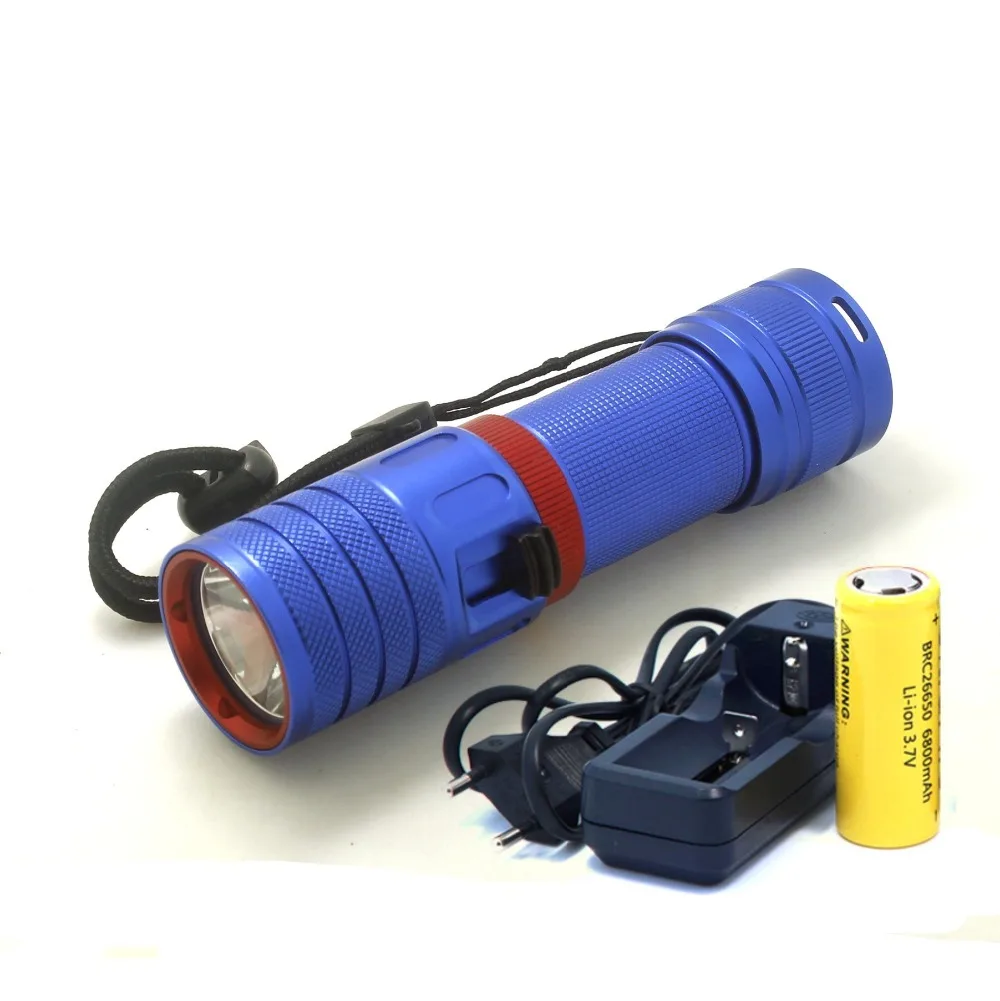 

Diving 1800 Lumen CREE XML L2 LED Diving Flashlight Torch 100M Underwater Waterproof LED Drive FlashLight with battery charger