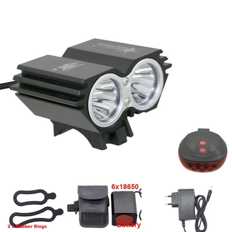 Rechargeable 12000mAh 8.4V 6X18650 Bicycle LED Light Bike Headlight Battery Pack