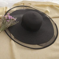 HT2504 Sun Hat Summer anti-UV Lady Wide Brim Hat Women Solid Plain Floppy Summer Straw Hats for Women Female Mesh Brim Beach Hat 3