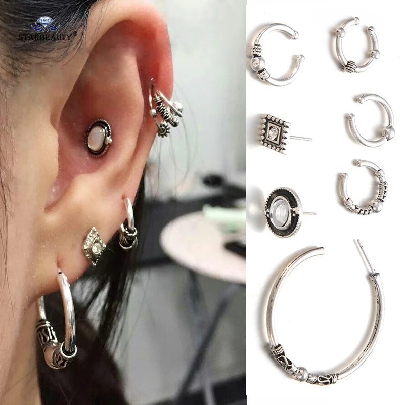 7 шт./лот большой обруч Овальный Bijoux спираль прокалывания ушей пирсинга хрящей