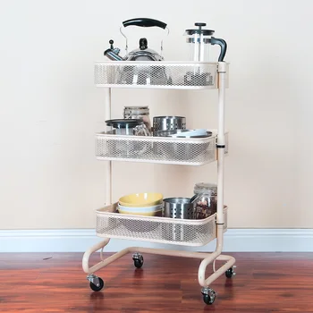 

Kitchen Carts Wheeled Storage Rack Shelf Vegetable Floor Bathroom Shelf Storage