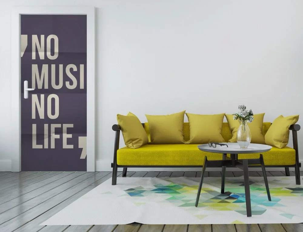 door-stickers-living-room-themes-virtual-category-no-music-no-life-quote-on-folded-in-eight-paper-background