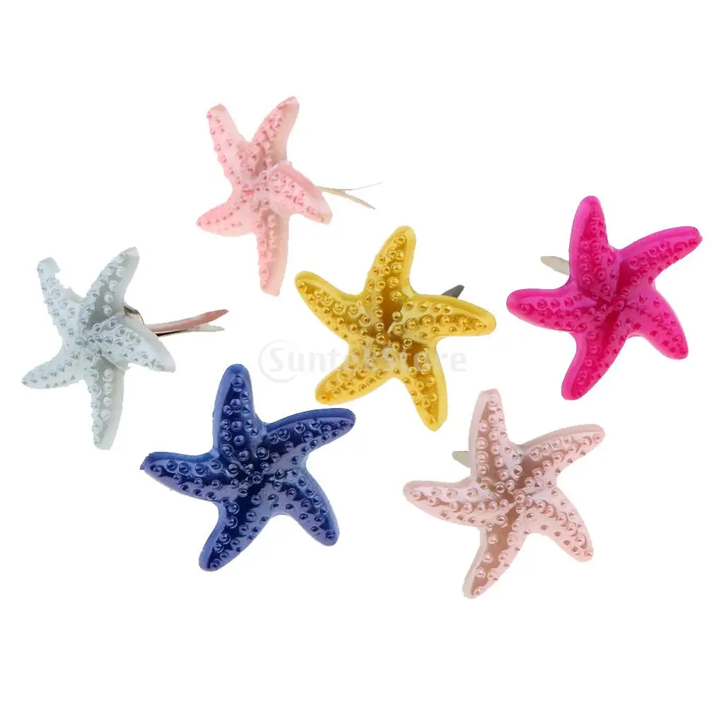 50 Piece Mix Brad Paper Fastener Scrapbooking Starfish Shape Head Metal Embellishments for DIY Craft 19mm