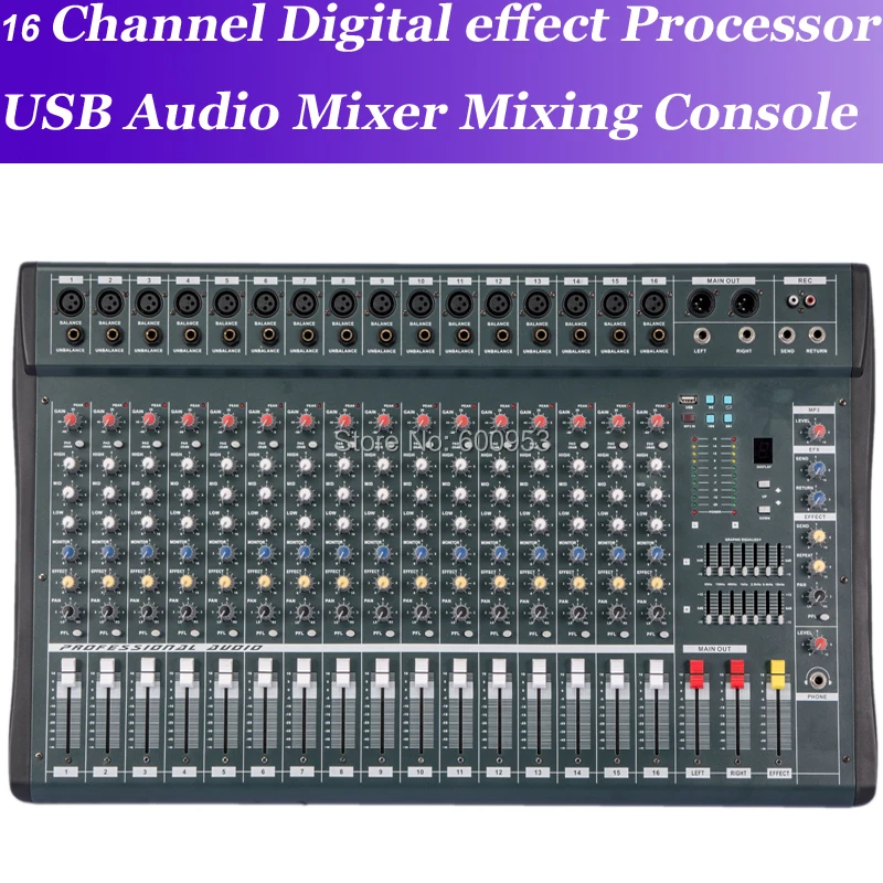 MiCWL 16 Channel Audio Mixer Mixing Console Processador de efeitos digitais Console de mistura de mixagem de audio with USB 48V