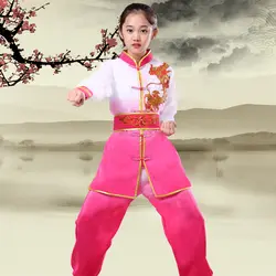 Дети традиционные для ушу униформа костюм для детей Тай Чи костюмы форма для боевых искусств с длинным рукавом тхэквондо костюм