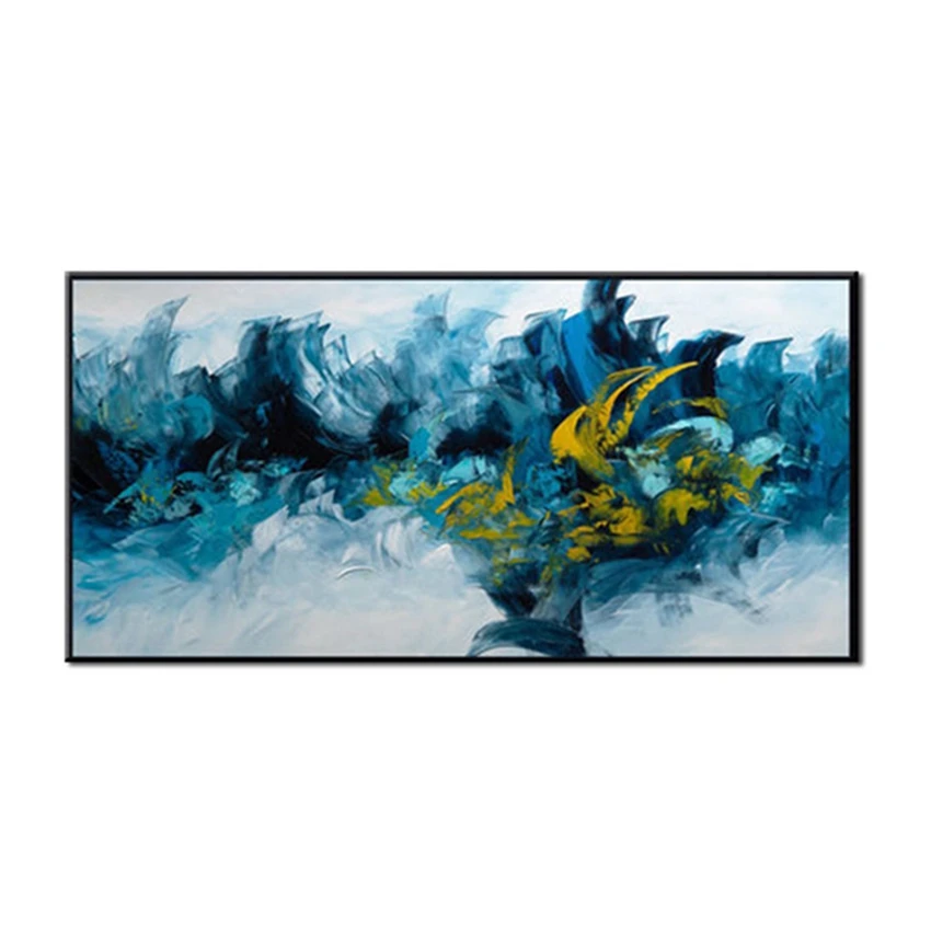 

Free Shipping Modern Hand Painted Painting Newest Blue Color Abstract Oil Painting Canvas Wall Art Home Wall Decoration Pieces