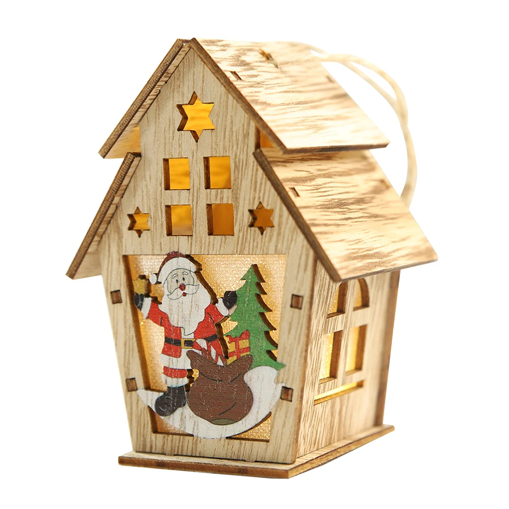 Рождественские сказочные огни, светящийся светодиодный деревянный дом, DIY деревянное домик, Рождественская елка, подвесные рождественские праздничные декоративные светодиодные фонари
