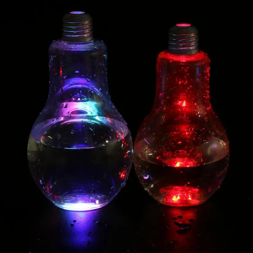 

LED Glowing Bulb Water Bottle Brief Cute Milk Juice Light Bulbs Leak-proof 601