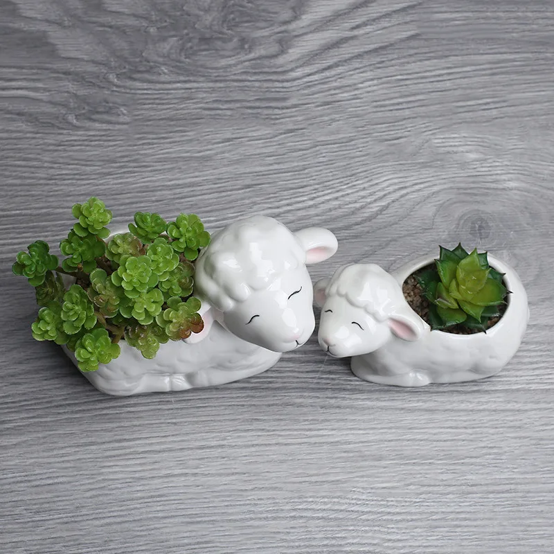 2019 горшок для цветов с изображением белой овцы zakka 2 шт./компл. стандартный