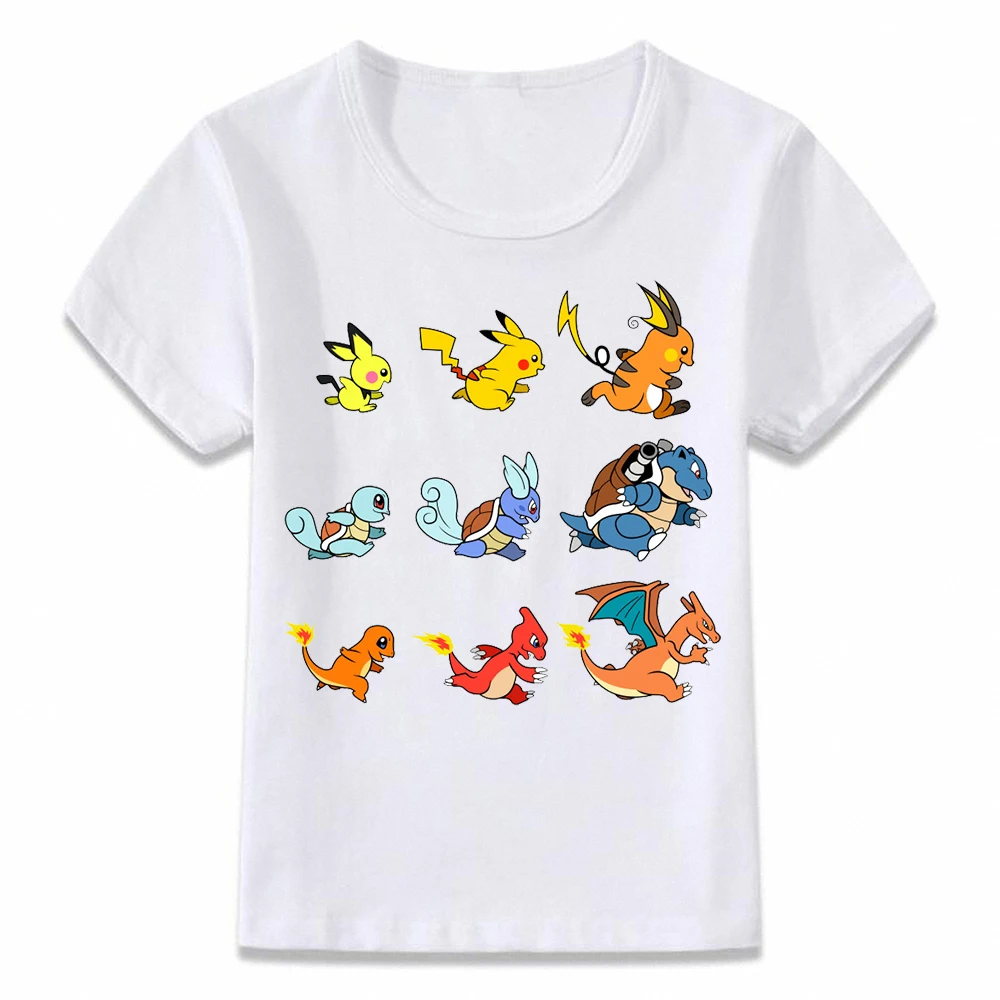 Kids Clothes T Shirt Pokemon Evolution Pikachu Charizard Squirtle Children T-shirt for Boys and Girls Toddler Shirts Tee oal176 - Цвет: oal176