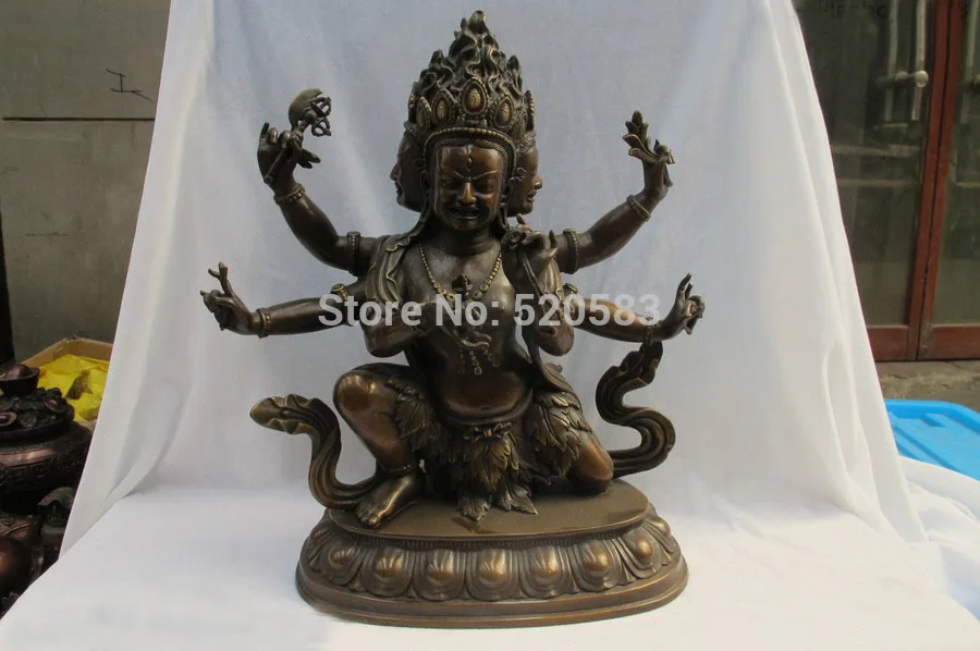 

free Tibet Pure Bronze Copper Buddhism Namgyalma Parnashavari Mahakala Buddha Statue fast