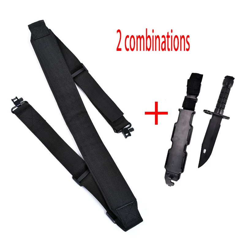 

Tactical hunting Swivels Adjustable Shooting gun Belt Rifle Gun Sling+1pcs Sword CS CF Cosplay M9 Model Rubber Dagger Knife