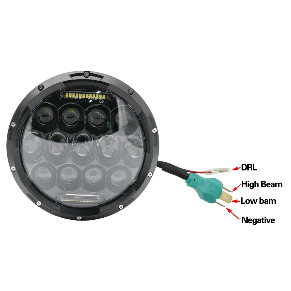 For Jeep Wrangler JK 7 Inch 75W LED Headlights High Low Beam Angel Eye DRL Headlamp Bracket Ring With 4 Fog Passing Light  (33)