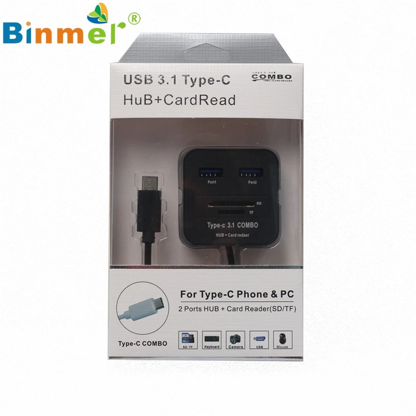 Del USB 3,1 type C 2 порта USB 3,0 концентратор SD TF адаптер для чтения карт памяти для Macbook 04 июля