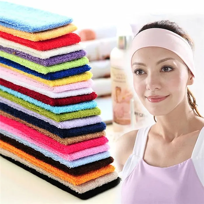 

7cm width Sweatbands Cotton Sports Headbands Terry Cloth Moisture Wicking Athletic Basketball Headband