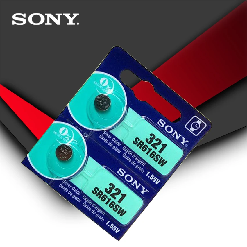 2 шт. Sony 100% оригинальный 321 SR616SW 1 55 в серебряный оксид часовая батарея Кнопочная