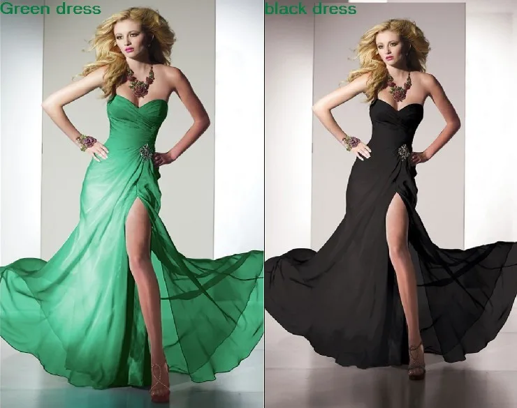 

free shipping 2015 NEW gown green black crystal beaded open leg sexy vestido de noiva sweetheart party Evening Dress custom Size