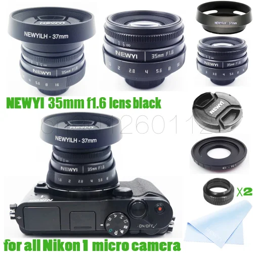 7 в 1 комплект 35 мм f/1,6 CCTV Мини объектив для Nikon1 V1/J1/V2/J2/J3/V3/S1/S2/AW1/JMount камеры и адаптер бленды