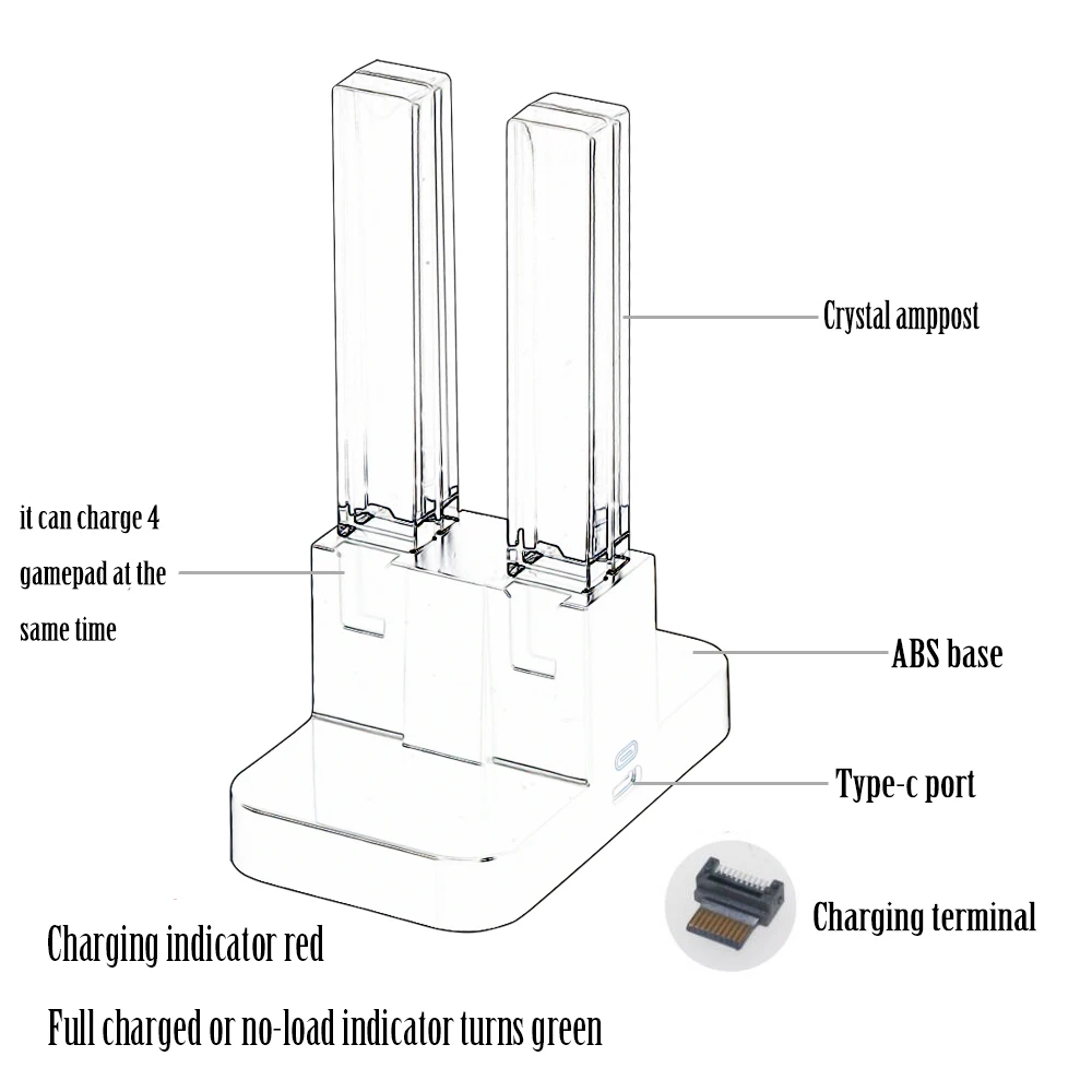 Светодиодный USB зарядная док-станция для nintendo Switch 4 Joy-Cons контроллер 4 в 1 Зарядная подставка