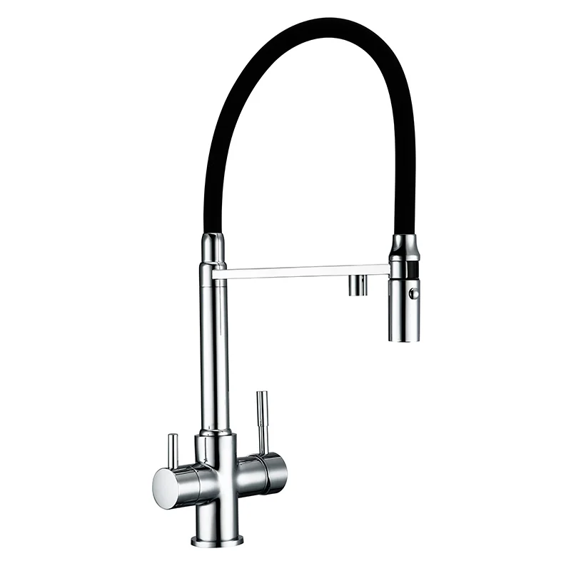  Smesiteli Kitchen Tri Flow Faucet Brass Chrome Swivel With Sprayer Hose Water Purification Function - 32949847677
