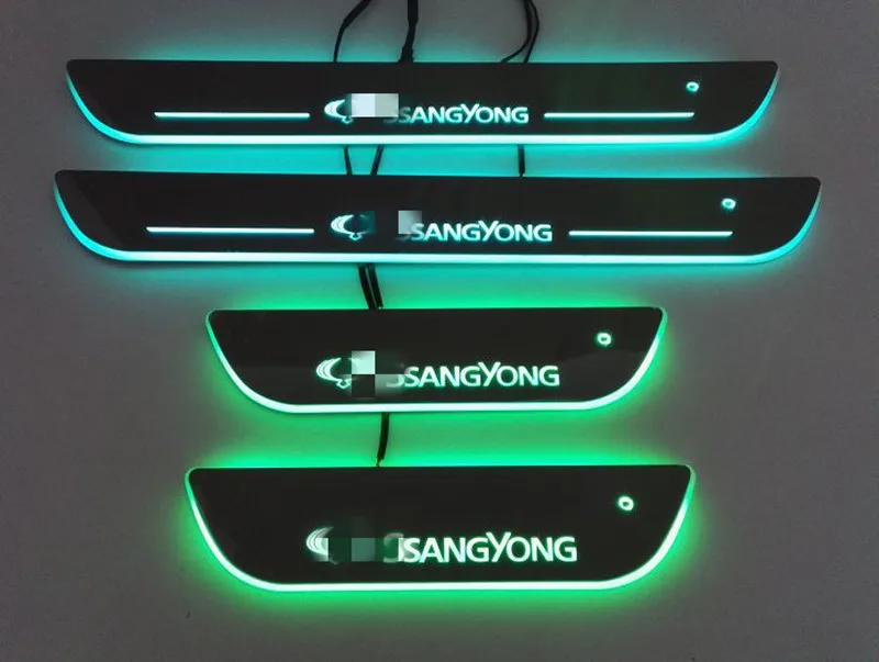 

led moving running board captur door sill plates scuff LED scuff plate plate door fit for SSANGYONG KORANDO CAR