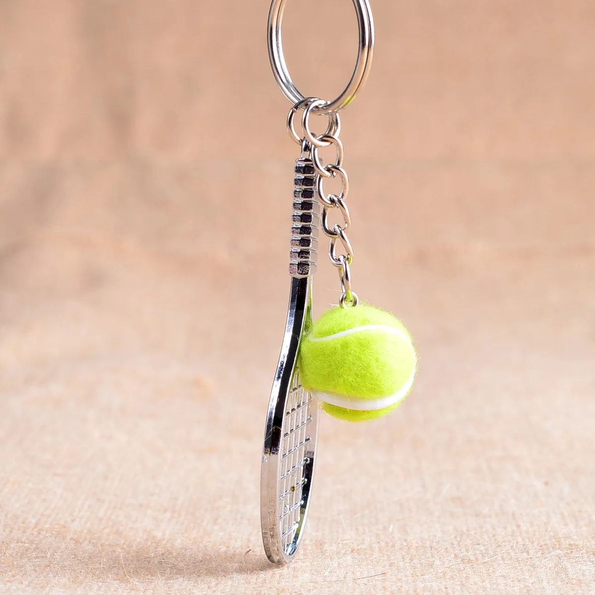 Mini Metal Tennis Racket Souvenir Cute Tenis Racquet Ball Key-chain Sports Key Chain Car Bike Keyring Simulation Gift L770