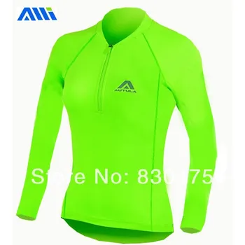 

AUTULA Summer women's quick dry jerseys long-sleeve cycling jacket female riding tops neon green