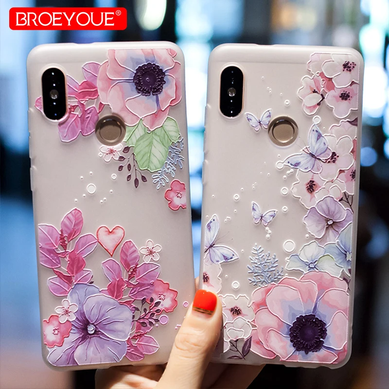 

Phone Case For Xiaomi Redmi Note 5 Pro Note 4 4X Redmi 5 Plus 4X 4A 5A S2 Note 5A Prime Mi A1 5X 3D Relief Flower Cover