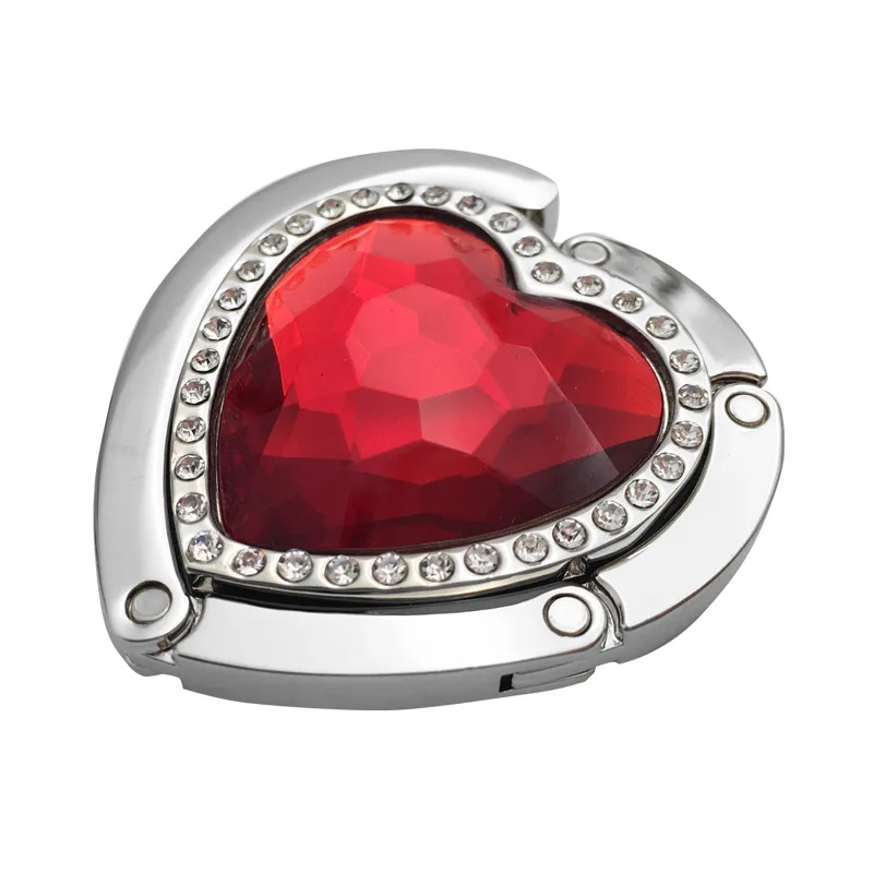 

30PCS / LOT Heart-shaped table hook selection of metal gift hook Alloy magic hooks desk bag hook fashion creative folding buckle