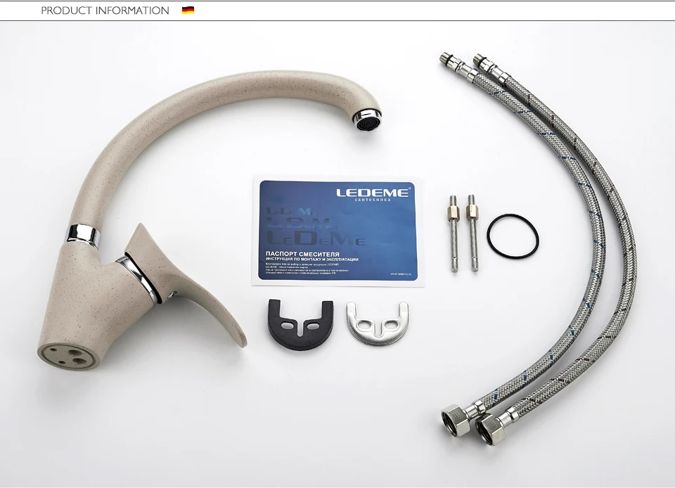 LEDEME Color Kitchen Faucet Mixer Water Tap Single Holder Single Hole Kitchen Faucets Spray Paint Rotation Rubinetto Cucina